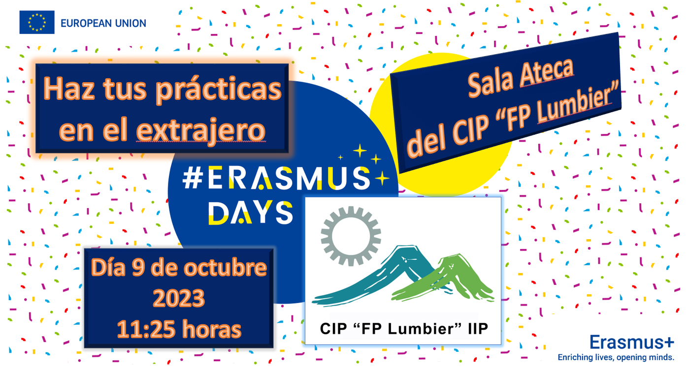 El CIP FP Lumbier se suma a la celebración de los #ErasmusDays 2023, por un lado convocando reuniones informativas, y por otro lado mientras desarrollan sus clases.